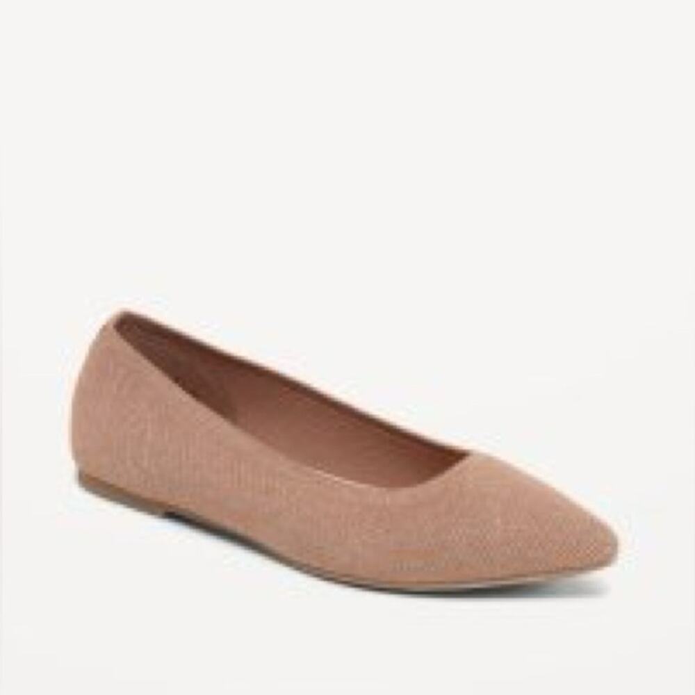 Old Navy Cocoa Fawn Soft-Knit Pointed-Toe Ballet Flats